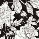 Vintage Floral Peel and Stick Wallpaper Boho Removable Self Adhesive Wall Paper for Bedroom,Kitchen Accent Wall Decorations 17.3"x236" Vintage White and Black Floral Leaf Vinyl Contact Paper