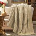 Amlie Home Chunky Knit Throw Blanket, Dual-Sided Soft Chenille Breathable Cable Knitted Blanket for Couch, Farmhouse Decorative Throw for Sofa & Chair, 60"x80", Beige