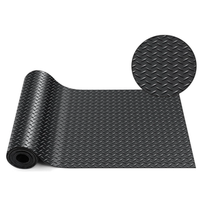 12 in x 10 ft Rubber Diamond Plate Rolls Mats, Heavy Duty Flooring Rug for Trailers Garage, PVC Water/Stain Outside Stall Resistant Parking Rv Tool(Black)