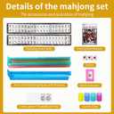 Ploomi American Mahjong Tiles Set, 166 White Tiles, 4 Color Racks & Pushers, Complete Western Mahjong Set with Blue Carrying Bag for Beginners & Experts