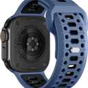 Maledan Compatible with Apple Watch Ultra 3 Bands for Men, Sport Silicone Strap Compatible with iWatch Bands Men 44mm, Honeycomb Band for Apple Watch (Blue Gray/ Black),  44mm/45mm/46mm/49mm/42mm(Series 3 2 1)