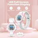 Kids Digital Watch for Boys Girls, Waterproof LED Colorful Lights Sports Watch Suitable for 5-17 Years Old Teenagers (with Gift Box) (B-white/pink)