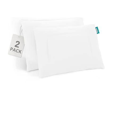 Biloban Organic Cotton 2 Pack Toddler Travel Pillowcase for Children Kid Pillows 13"x 18" or 14"x19", Envelope Travel Toddler Pillow Cover Case (White)