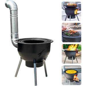 Multifunction Wood Burning Stove with Grill Rack,Large Portable Charcoal Grill,Camping Rocket Stove for Outdoor/Backyard Cooking,Chinese Wood Stove,Off Grid Living Supplies