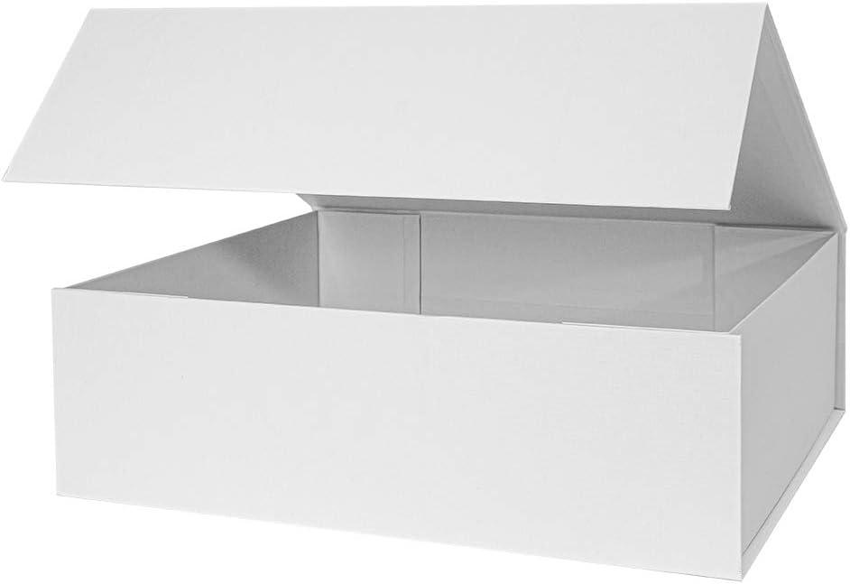 Upgrade 1PCS White Hard Extra Large Gift Box with Lid,16.5 x13 x5.3 Inch, Magnetic Gift Boxes for Clothes Robe Wedding Dress Sweater and Gifts,Reusable Foldable Bridesmaid Proposal Box