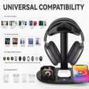 Airpod Max Charger Stand with 15w Wireless Charger, Suguder 4 in 1 Headset Holder for Apple Accessories Charging with AirPods Max/Pro/iWatch/iPhone/Vision Pro, Headphones Stand for Desk Organizer