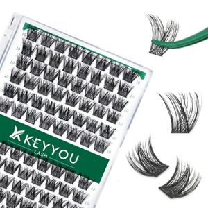 Lash Clusters 96pcs Individual Lashes Y01 D Curl 10mm Eyelash Clusters KEYYOU Volume Wispy Lash Extension Soft & Comfortable Easy DIY at Home(Y01 D-10mm)