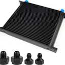 30 Row AN10 10AN Transmission Oil Cooler Kit Stacked Plate With 6AN 8AN Adapter Universal Engine Transmission British Radiator Oil Cooler Condenser Aluminium Alloy Black