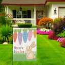 5 x Happy Easter Garden Flag Double Sided, Colorful Carrots and Rabbit Yard Flag, Farmhouse Outdoor Decorations Spring Holiday Decor 12x18 Inch