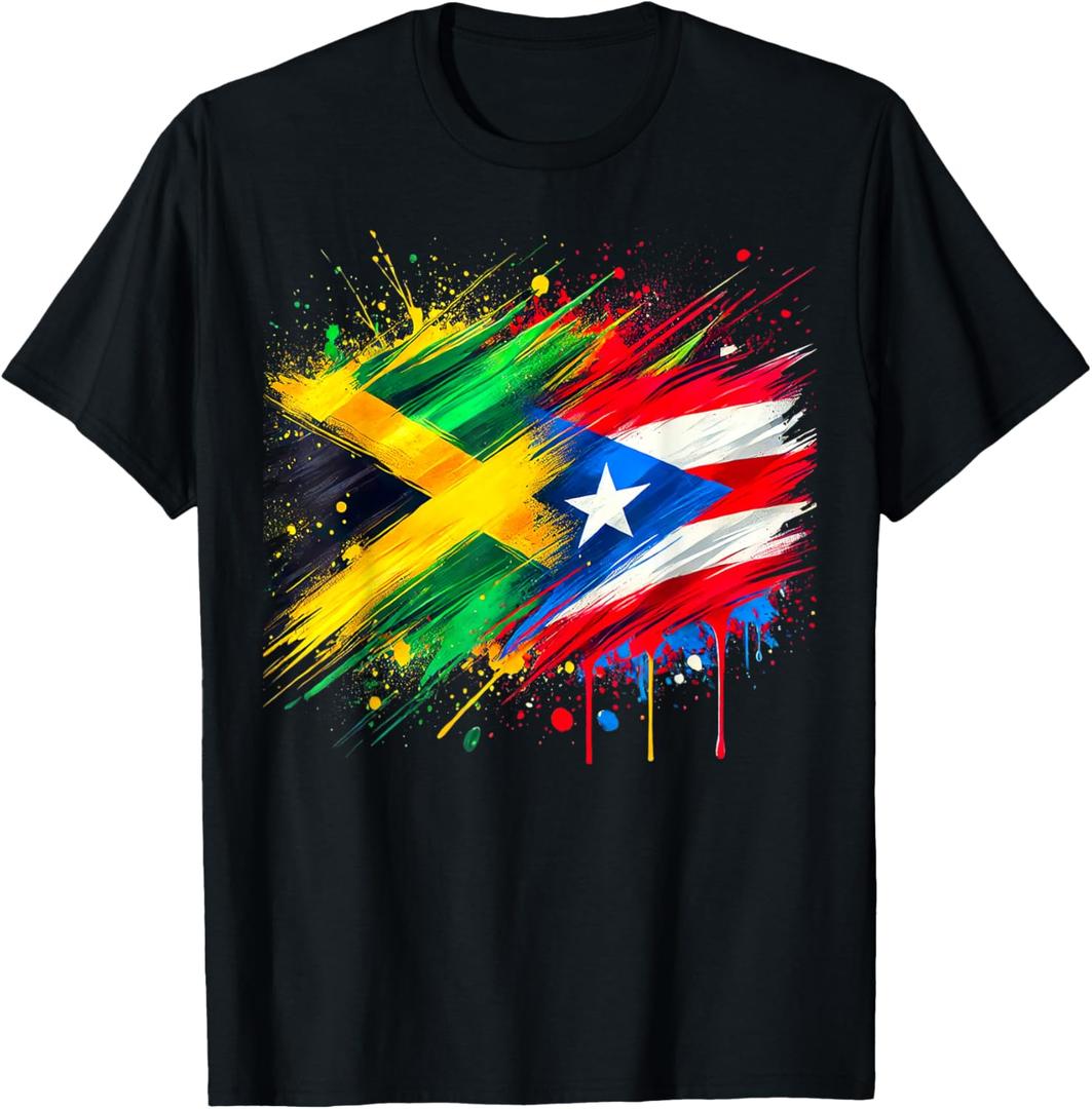 Jamaican Puerto Rican Rico Jamaica Latina Latino Flag T-Shirt Black XS