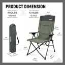 OUTSIDER Oversized 3-Position Camping Chair, Portable Folding Chair Heavy Duty for Adults Supports 400 LBS for Outdoor Camping Lawn, Backpacking, with High Back,Carry Backpack, Hook Ports, Green, Standard