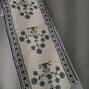 patdrea Designer Blue Rustic Elegant Floral Patterned Linen Table Runner 71 Inch Long,Wrinkle Resistant Table Mat,Decoration for Kitchen Dining and Coffee Tables Banquet Christmas , 12"x71"