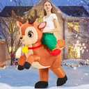 JUROSAICA Inflatable Reindeer Costume Adult Blow Up Deer Elk Animal Costumes Ride On Holiday Inflatable Halloween Christmas Costume For Women Men Party