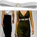 Glamorstar Elastic Belts for Women Skinny Stretchy Waist Belts for Dresses (Fit Waist 28"-30", Silver Gold Buckle)