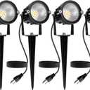 Outdoor Spotlight Warm White 2700K, 10W LED Spot Lights Outdoor for Yard Garden Tree, 120V Plug in Landscape Lighting with IP65 Waterproof for Halloween Christmas Decor, 4 Pack