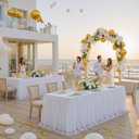 White Tulle Tablecloth for 6 Ft Rectangle Tables 6-Pack, Ideal for Weddings | Double-Layer Table Cover with Tutu Skirt, Wrinkle Free for Baby Showers, Birthday Parties, Banquet Buffets and Craft Fairs