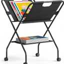 Folding Art Storage Racks with Caster Wheels, Sturdy Art Print Racks & Canvas Organizers, Duty Collapsible Art Studio Storage, Fits Frames, Prints, Posters for Artists, Home & Classroom