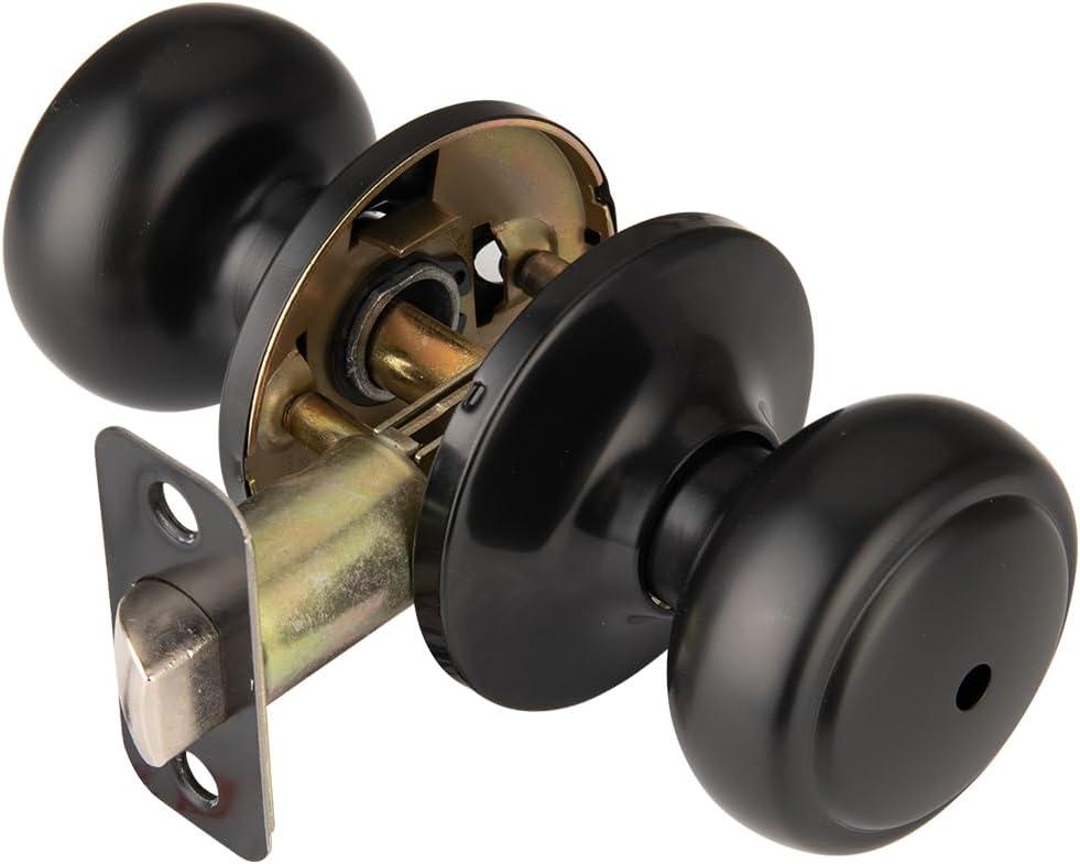 Matte Black Door Knobs,Interior Door Knob with Lock,Coastal Style Door knob for Privacy and Bedroom (Bath or Privacy) (1)