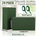 Aneco 24 Pieces Floral Foam Blocks with 6 Rolls Floral Tape 5.5''L x 3.1''W x 1.8''H Green Square Flower Foams Flower Arrangements Supplies for Dry & Wet Flower Wedding Home Decor and DIY Crafts