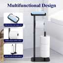 Kitsure Toilet Paper Holder Free Standing  Rustproof Metal Toilet Paper Stand for 4 Rolls with Anti-Slip Base and Shelf for Phone & Small Items, Bathroom Organizers and Storage, Medium, Black (Medium - 1 Pack)