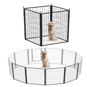 PETREEK Dog Playpen Add-on 42 inch 4 Panels for Indoor & Outdoor Use Heavy-Duty Metal Pet Fence with Ground Stakes, Rounded Ball Tops for Safety, Stable & Foldable Design, Easy to Assemble
