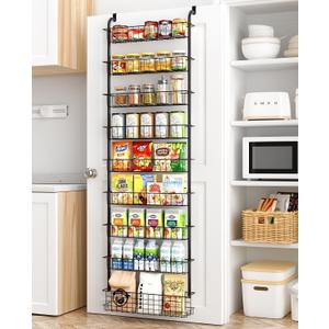 Over The Door Pantry Organizer Spice Rack: 9-Tier Metal Pantry Door Organizer - Pantry Organizers and Storage - over the Door Organizer Back of Door Spice Rack, Black  Over The Door Pantry Organizer Spice Rack: 9-Tier Metal Pantry Door Organizer - Pantry Organizers and Storage - over the Door Organizer Back of Door Spice Rack, Black