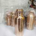 Pure Copper Embossed Water Bottle 17 Oz with Lid Ayurvedic Water Bottle Copper Water Vessel Small Leak Proof Seamless Finish