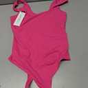 REORIA Women's Sexy Scoop Neck Sleeveless Bodysuit Backless Double Lined Tank Tops (Pink, S)