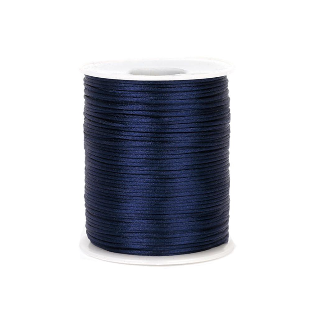 Xzhcy 1mm 110 Yards Nylon Satin Cord Silky Braided Thread Beading String for DIY Crafts Friendship Bracelets Pendant Chinese Lucky Knotting Macrame Necklaces Jewelry Making (Navy Blue)