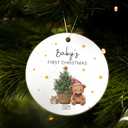 2 x Bear Baby's First Christmas Ornament Gifts for New Parents, 2025 New Baby Ornaments for Christmas Tree, Ceramic