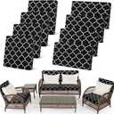 Newwiee 8 Pcs Stretch Patio Outdoor Cushion Covers Waterproof Replacement Sofa Couch Covers for 4 Backrests and 4 Cushions Washable Lawn Garden Seat Furniture Protector(Black)