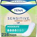 TENA Incontinence Pads, Bladder Control & Postpartum for Women, Moderate Absorbency, Regular Length, Sensitive Care - 216 Count (Regular)