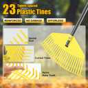Leaf Rake,Unbreakable Nylon Graden Rake for Lawn,16.5 Wide,60 Steel Handle,Yard Raking Tools for Turf Leaves Thatch Debris Pine Needle Cleanup, Lightweight for Kids Seniors,No Harm to Lawn Grass