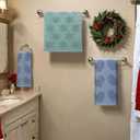 2 Pcs Winter Snowflake Bathroom Hand Towels 100% Cotton 29.5 x 13.7 Inch Blue and Green Christmas Glove Jacquard Weave Bath Towel for Kitchen Gifts Decor for Christmas