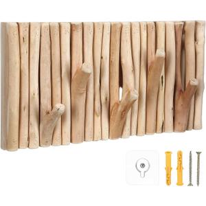 Novabright Farmhouse Wall Decor, Rustic Wood Coat Rack Wall Mount, Vintage Country Decorative Hook for Living Room, Bedroom, Kitchen, Bathroom, Modern Farmhouse Home Decoration