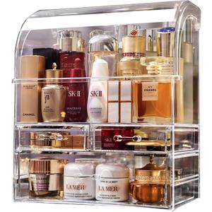 MOOCHI Clear Professional Large Cosmetic Makeup Organizer Bathroom Storage Display Case with Drawers
