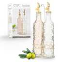 COOK WITH COLOR Glass Olive Oil Bottle Dispenser - 2 Pack- 17oz Oil and Vinegar Cruet - Olive Oil Carafe Decanter for Kitchen