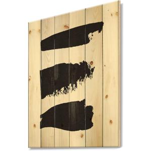 Black And White Geometric Company Ii Mid-Century Modern Wood Wall Decor, Black Wood Wall Art, Large Abstract Wood Wall Panels Printed On Natural Pine Wood Art (32L" x 24W")