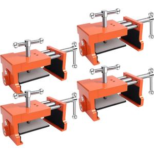 Cabinet Clamps for Installing Cabinets, 4 Pcs Professional Claw Clamps for Cabinets, Sturdy Cabinet Face Frame Clamps with Adjustable Two Side Screws, Alignment Plate and Stickable Protection Pads
