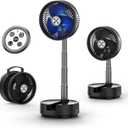 Socool 20000 mAh 8 Inch Portable Fan Battery Operated Fans, Oscillating Charging Fan, Remote Control LED Light, 112 Hours Portable Foldable Fans for Camping Travel Outdoor, Black