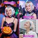 Colorful Bob Blonde Wig With Bangs  Short Wigs with Adjustable Straps, Straight Synthetic Fiber Bob Wig for Women Megan Mg3an 2.0 AI Doll Look Cosplay Halloween Costume Party