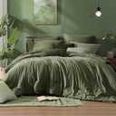 King Size Comforter Set, Olive Green King Bed Set Reversible, King Size Comforter Set 7 Pieces, Cationic Dyeing Bed in a Bag with Comforter, Sheets, Pillowcases & Shams