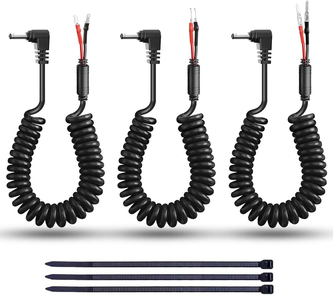 Radar Detector Power Cord Mirror Plug Wire Compatible with Uniden Escort Valentine One Cobra Whistler,with Inline Fuse Holder,Rearview Mirror Plug Elastic Cable(DC 3.5-Set of 3)