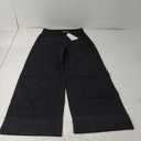 roswear Women's High Waisted Stretchy Wide Leg Jeans Cuffed Baggy Jeans Loose Denim Pants Black L