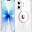 FNTCASE for iPhone 17 Case Clear: Magnetic Phone Cases Compatible with Magsafe Slim Anti Yellowing Military Grade Drop Protection Rugged Shockproof Protective Transparent Cell Cover (C-A Pink)