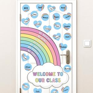 3 x Rainbow Bulletin Board Decorations Set, Classroom Door Decor, Colorful Positive Affirmation Cutouts for Teacher Welcome Back to School Classroom Wall Door Decor, 16.91 x 15.24 inches