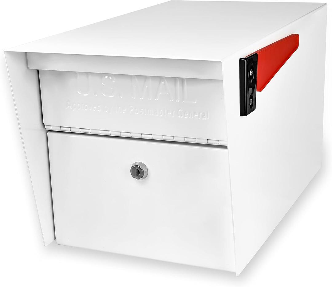 Mail Boss 7509 Mail Manager Curbside Locking Security Mailbox, Alpine White