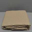 MIYE Pleated Waffle Weave Bed Skirt, Tailored Dust Ruffle 14 Inch Drop Easy Fit, Machine Washable,No Split Corners (Beige, Queen - 14" Drop)