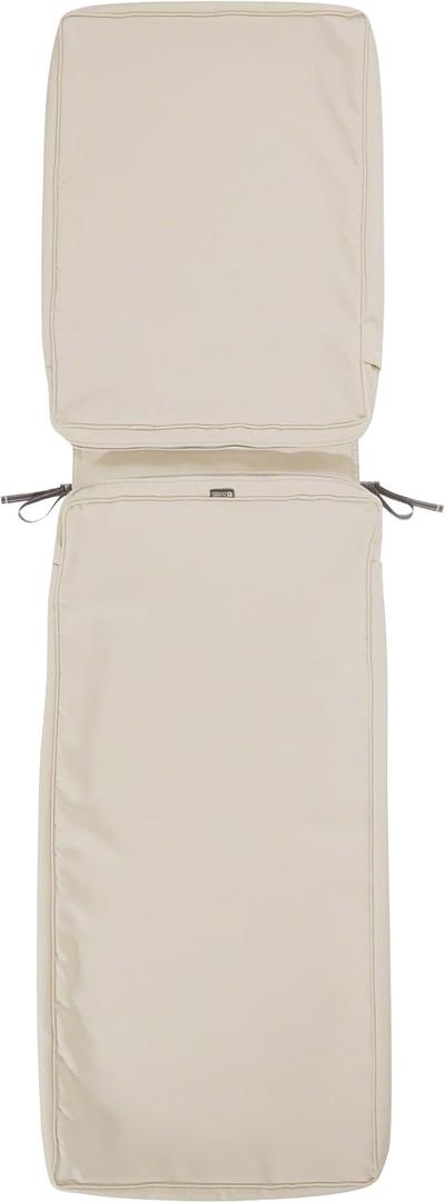 Classic Accessories Montlake Water-Resistant 80 x 26 x 3 Inch Outdoor Chaise Lounge Cushion Slip Cover, Patio Furniture Cushion Cover, Antique Beige, Patio Furniture Cushion Covers