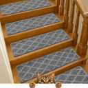 9"x30" Stair Treads for Wooden Steps Indoor, 15 Pcs Non Slip Peel and Stick Carpet Stair Treads, Washable & Reusable Self Adhesive Stair Runner Rug for Kids Elders Pets - Gray